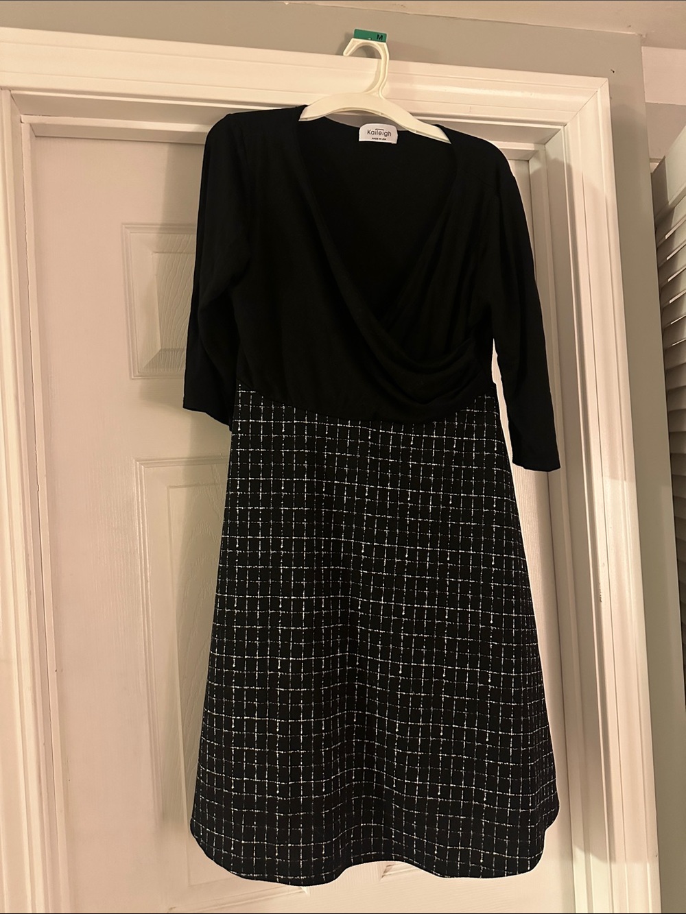 Kaileigh Black & White Grid Midi Dress